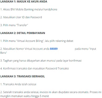 Pembayaran via BNI